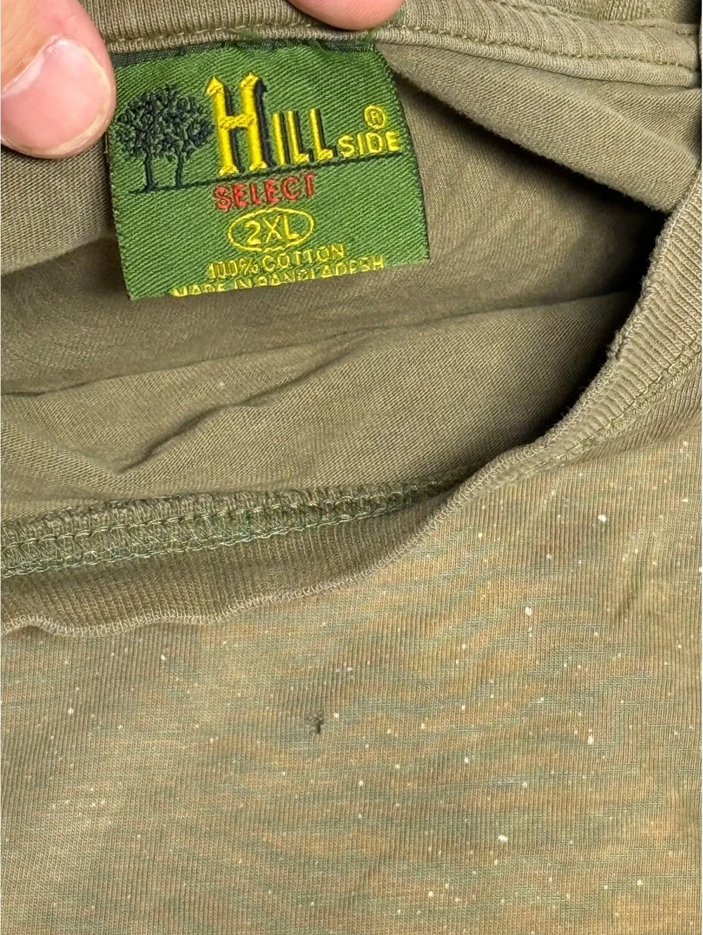 Hillside Select 2XL Olive Green Cotton T-Shirt with Distress
